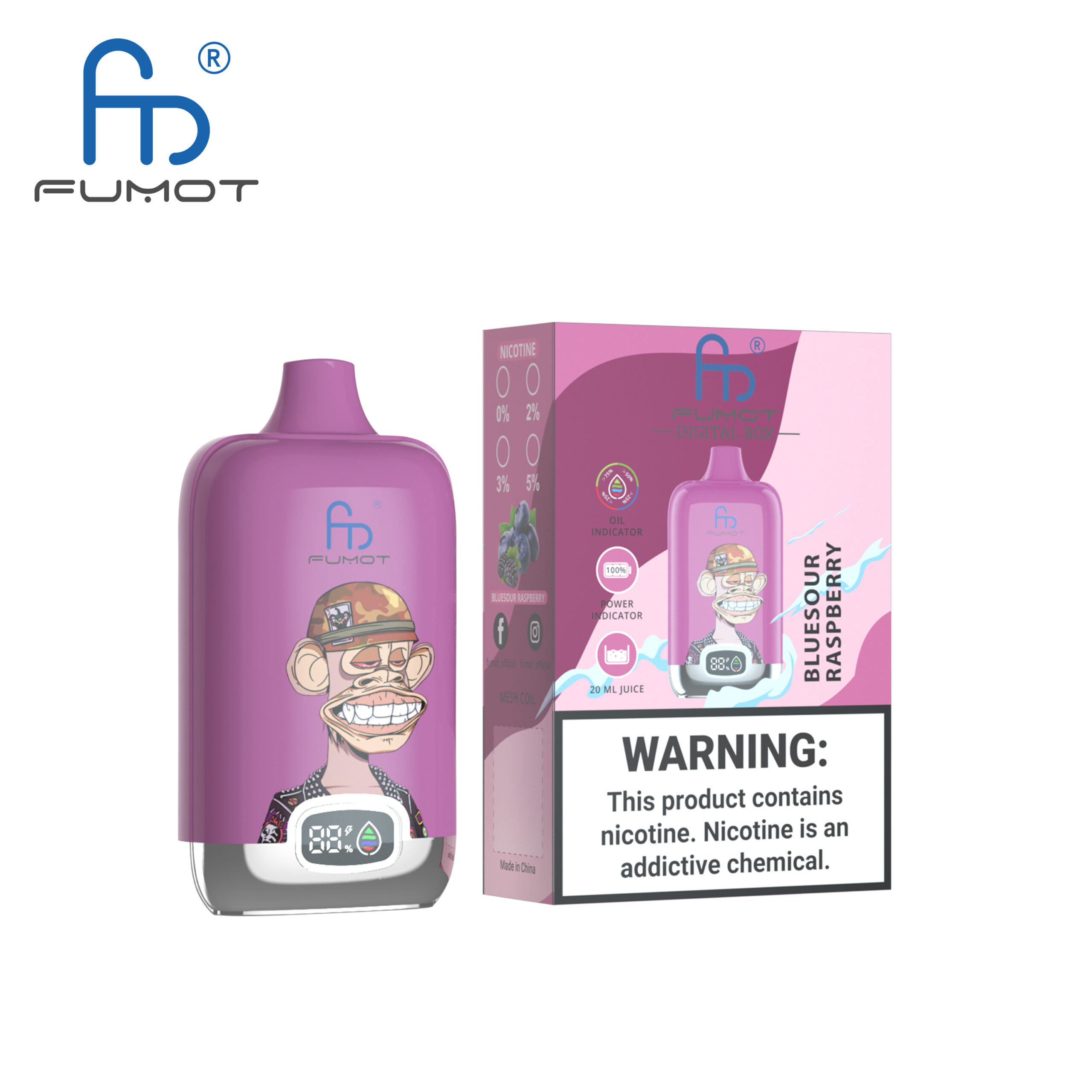 Fumot Digital Box 12000 Bluesour Raspberry – Bild 2