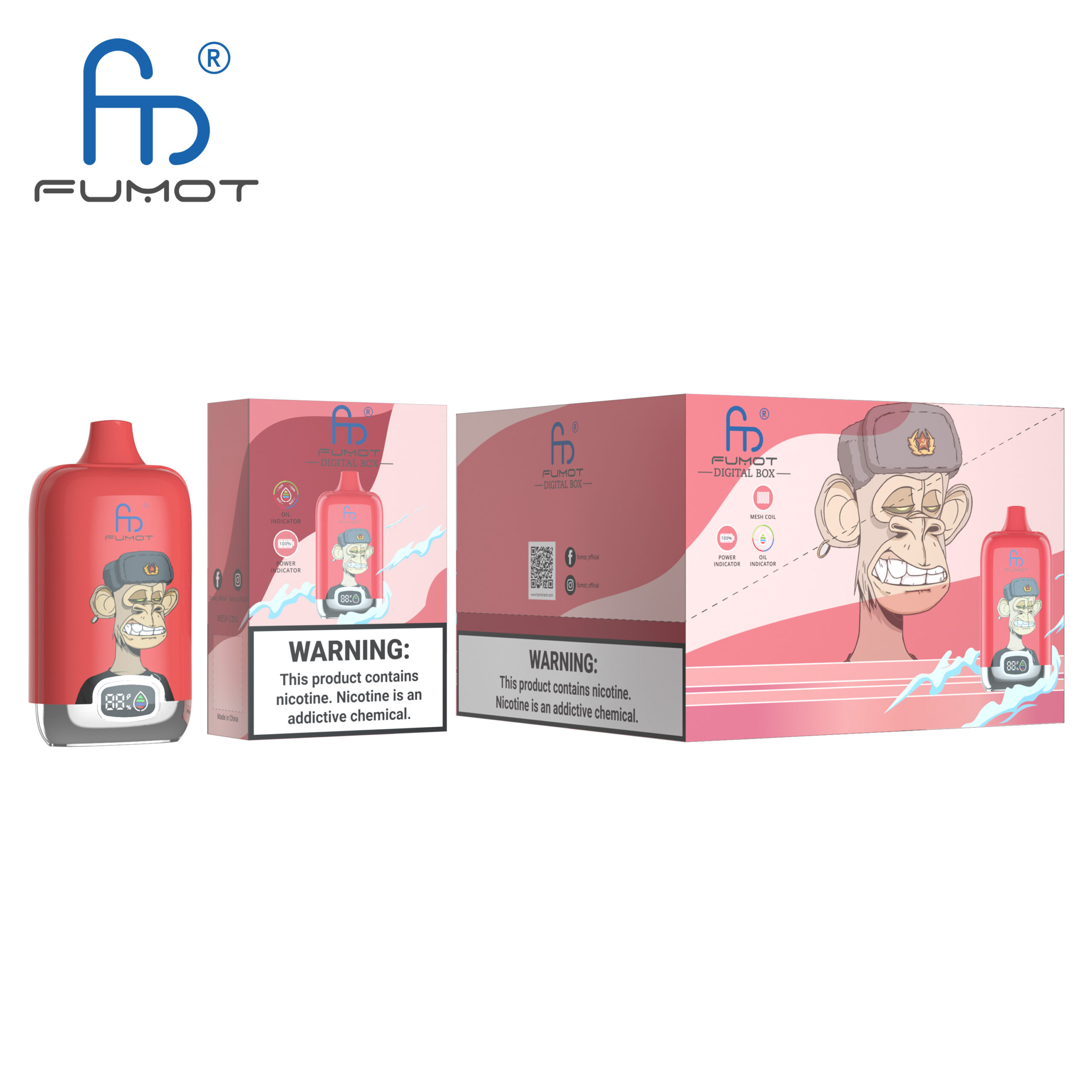 Fumot Digital Box 12000 Strawberry Red Bull – Image 3