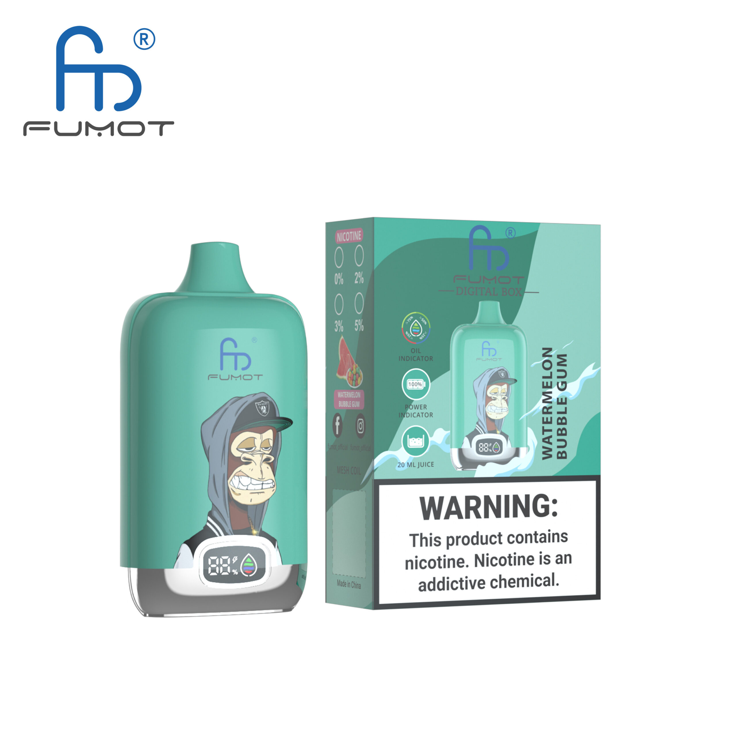 Fumot Digital Box 12000 Watermelon Bubble Gum - Imagen 2