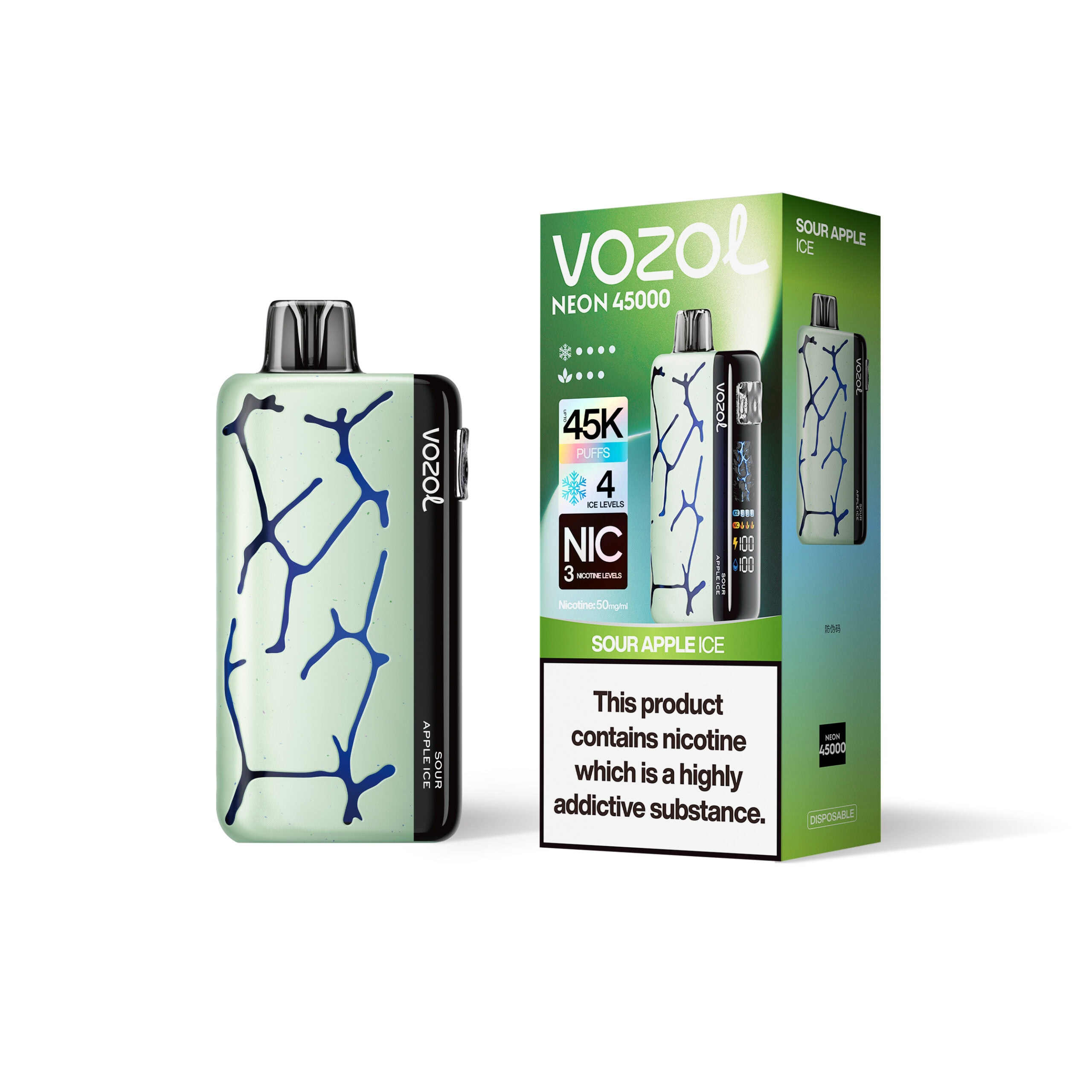 VOZOL NEON 45000 Sour Apple Ice - Imagen 2