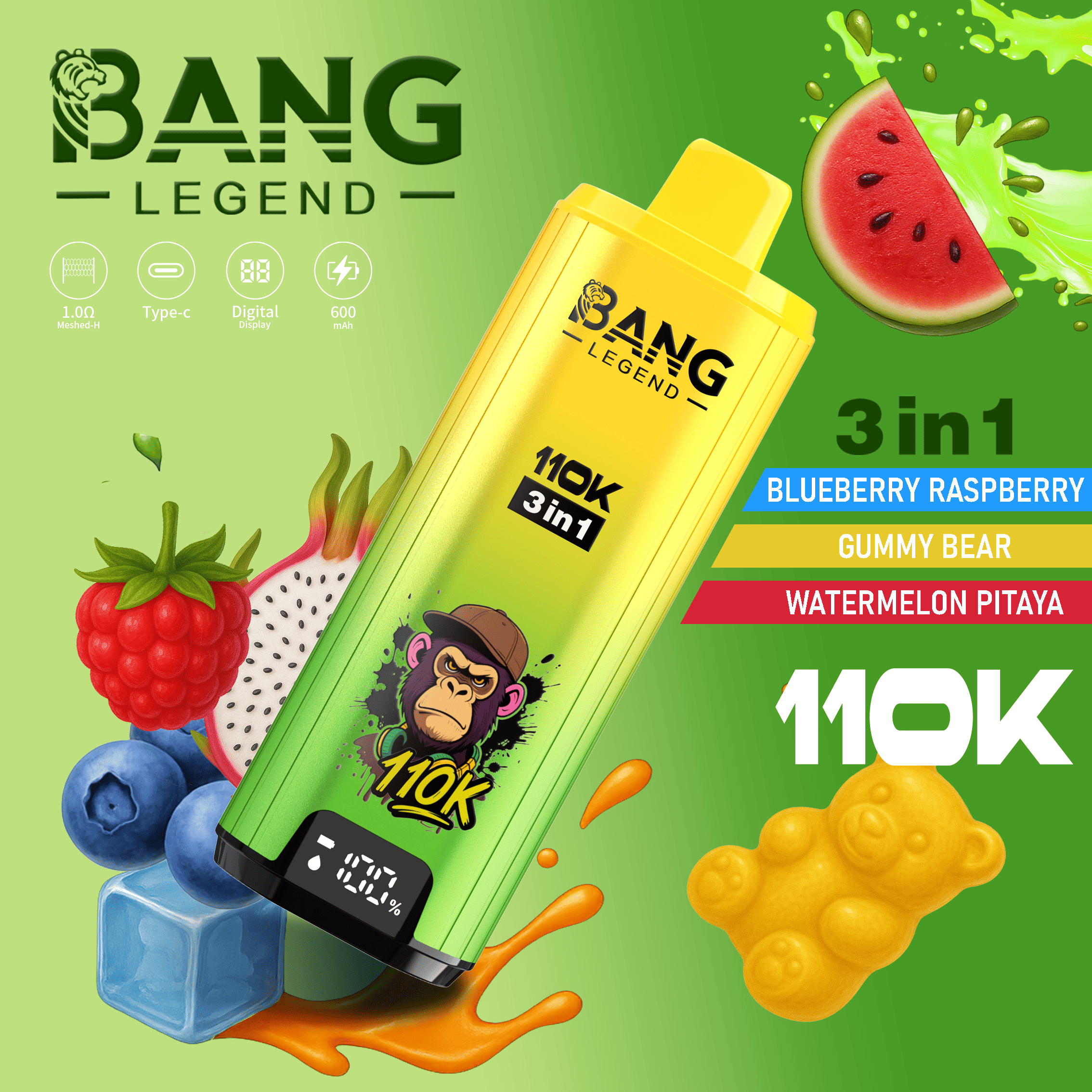 Bang Legend 110k Blueberry Raspberry / Gummy Bear / Watermelon Pitaya