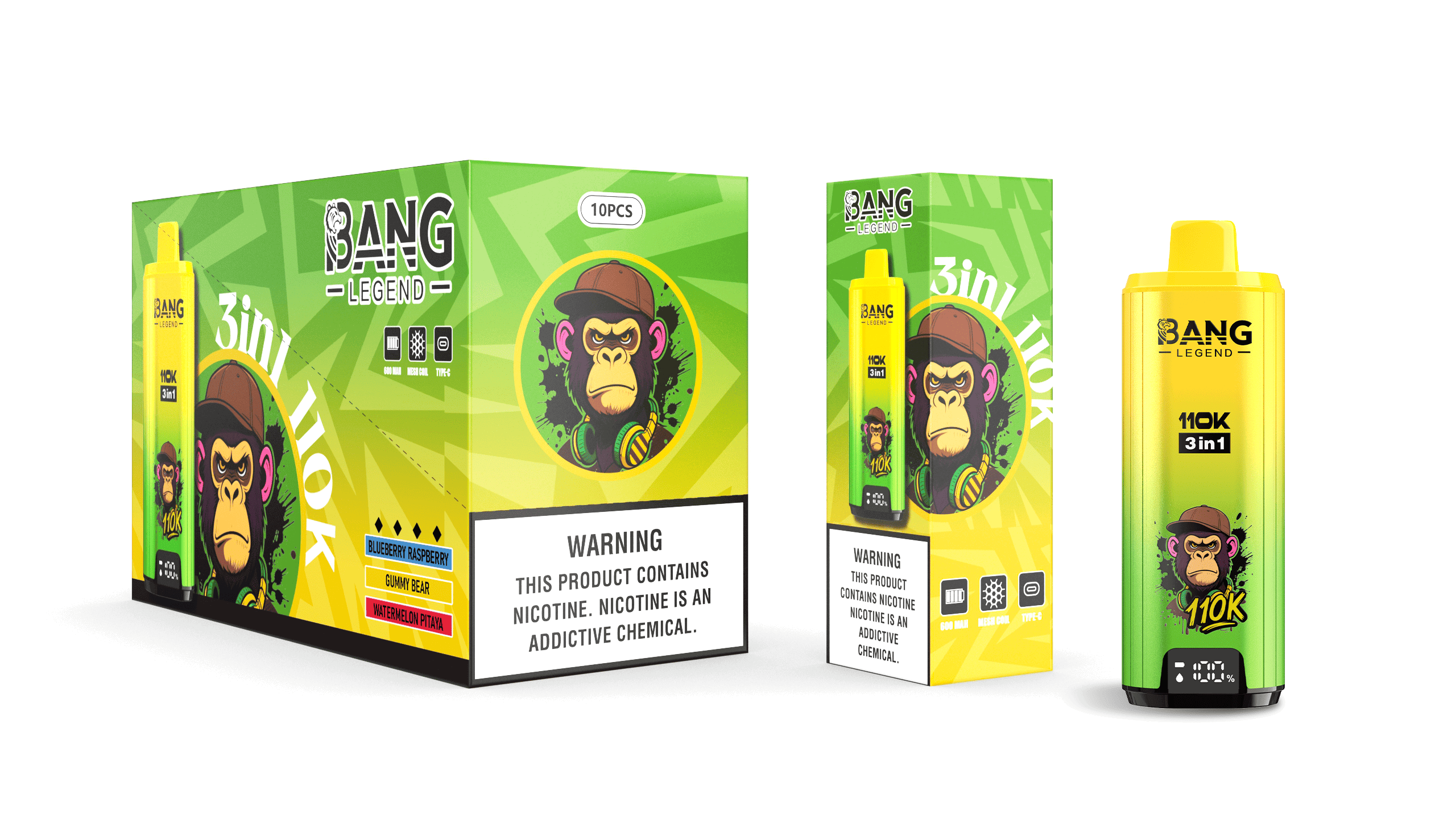 Bang Legend 110k Blueberry Raspberry / Gummy Bear / Watermelon Pitaya - immagine 2