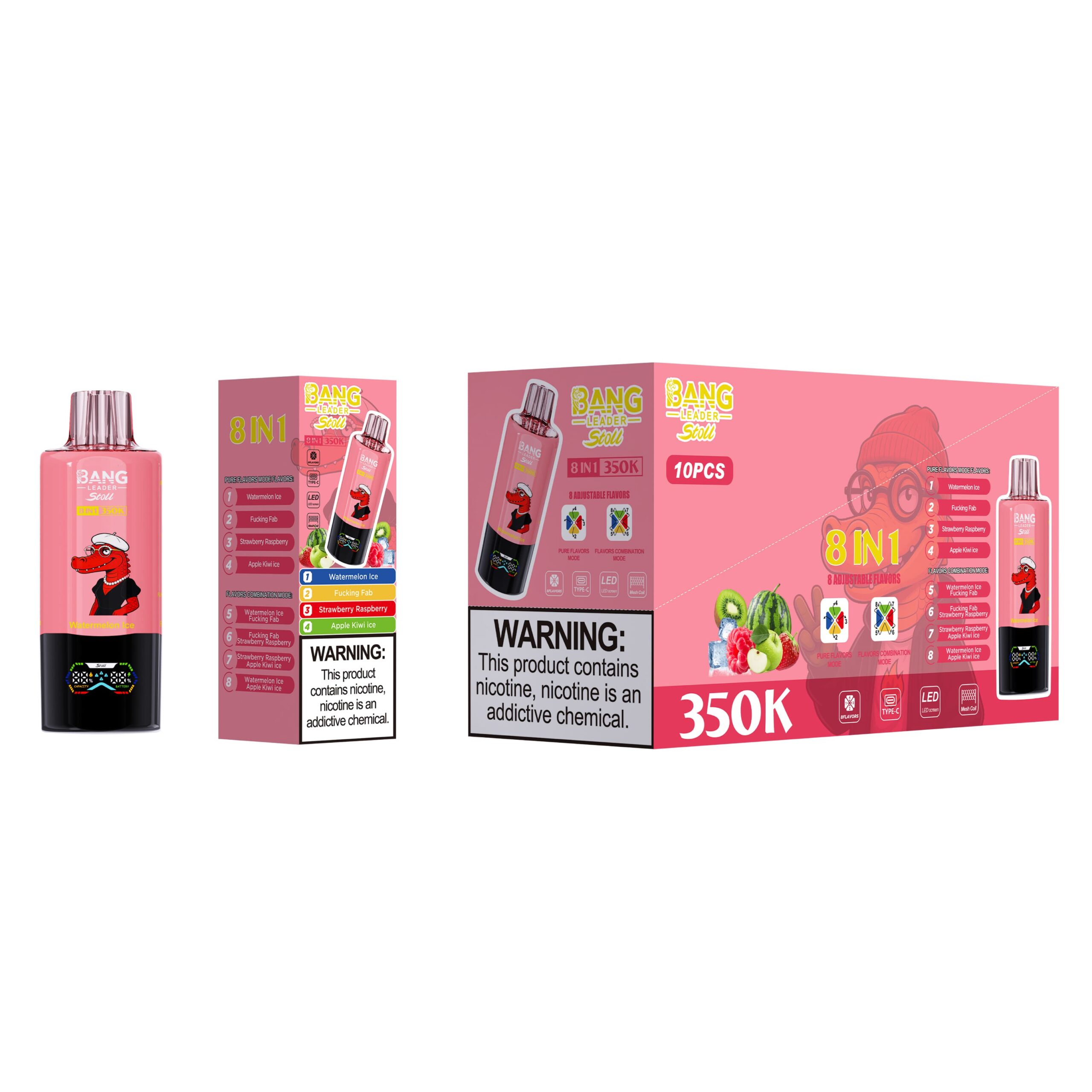 Bang Leader 350K Watermelon Ice / Fucking Fab / Strawberry Raspberry / Apple Kiwi Ice - immagine 2