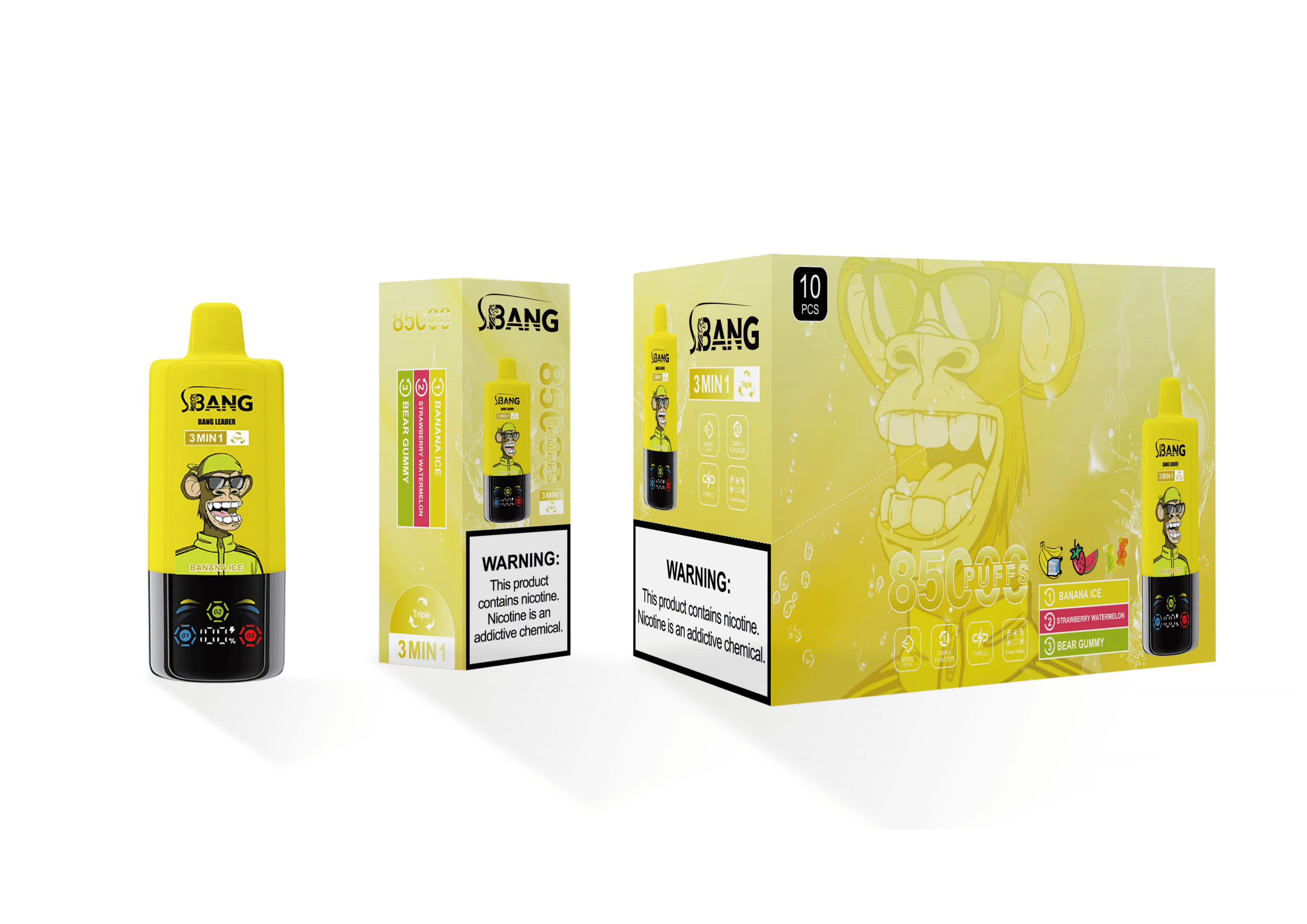 Bang Leader 85000 Banana Ice / Strawberry Watermelon / Bear Gummy - immagine 2