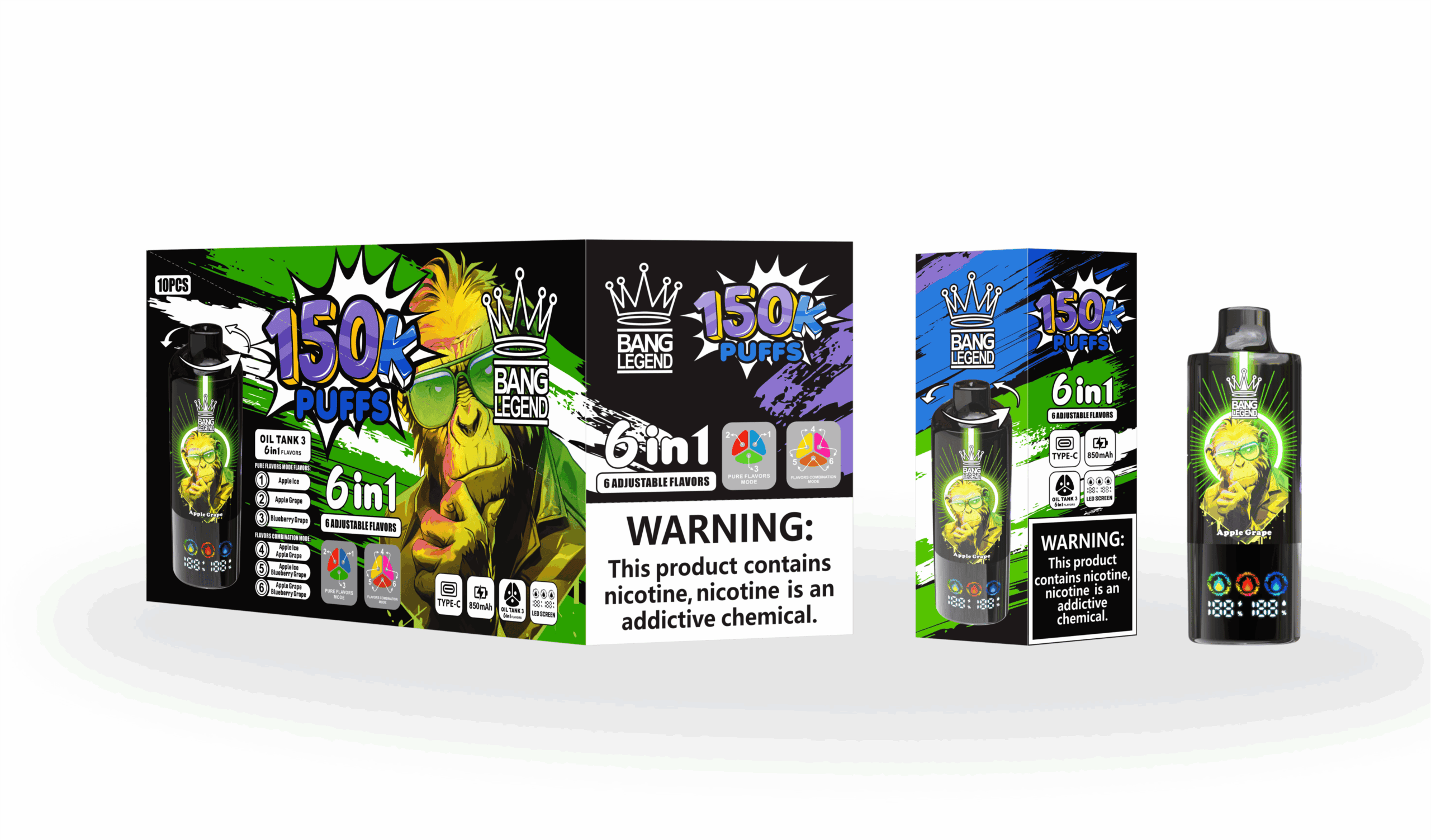 Bang Legend 150K Apple Ice / Apple Grape / Blueberry Grape - immagine 2