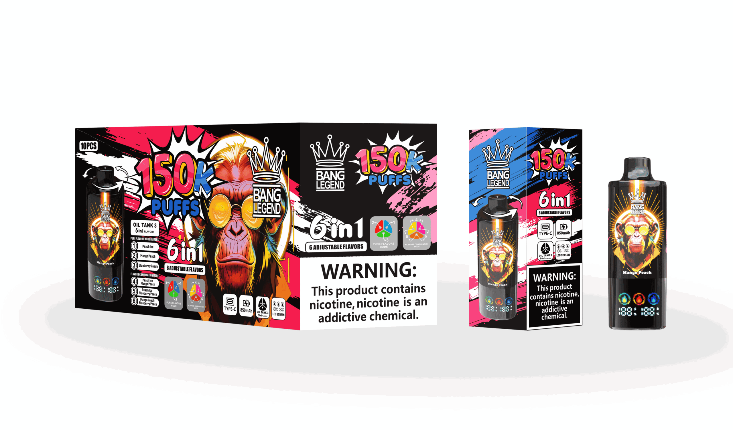 Bang Legend 150K Peach Ice / Mango Peach / Blueberry Peach - immagine 2