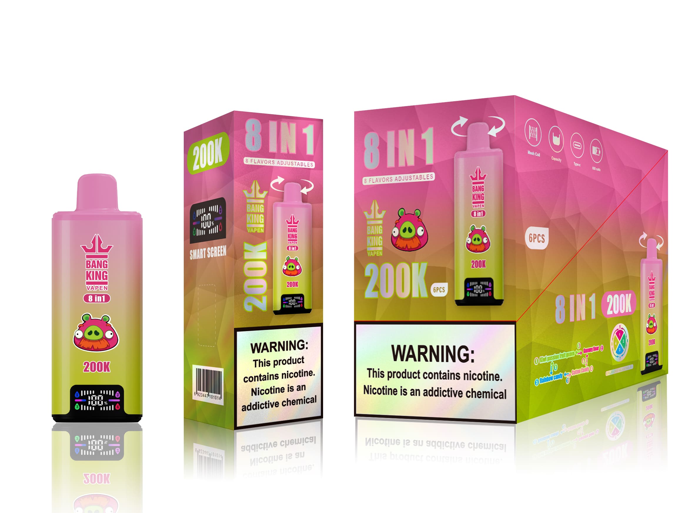 Bang King 200k Kiwi Passion Fruit Guava / Gummy Bear / Rainbow Candy / Cotton Candy - immagine 2