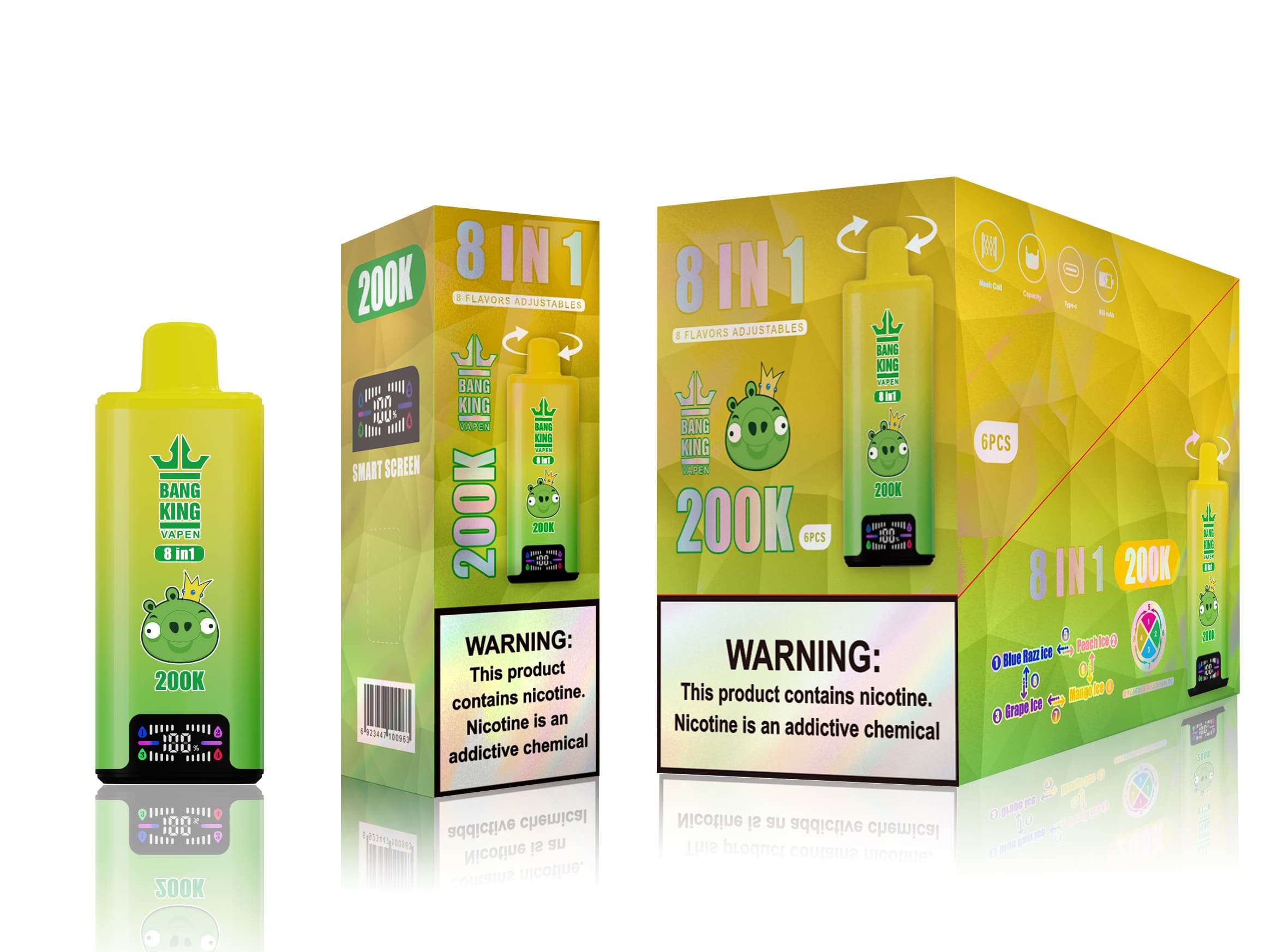 Bang King 200k Blue Razz Ice / Peach Ice / Grape Ice / Mango Ice - immagine 2