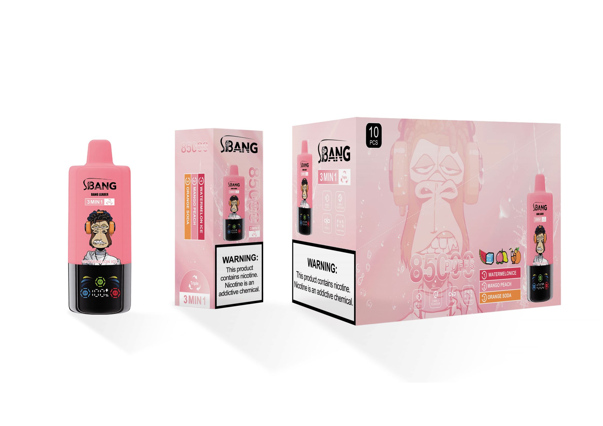 Bang Leader 85000 Watermelon Ice / Mango Peach / Orange Soda - immagine 2