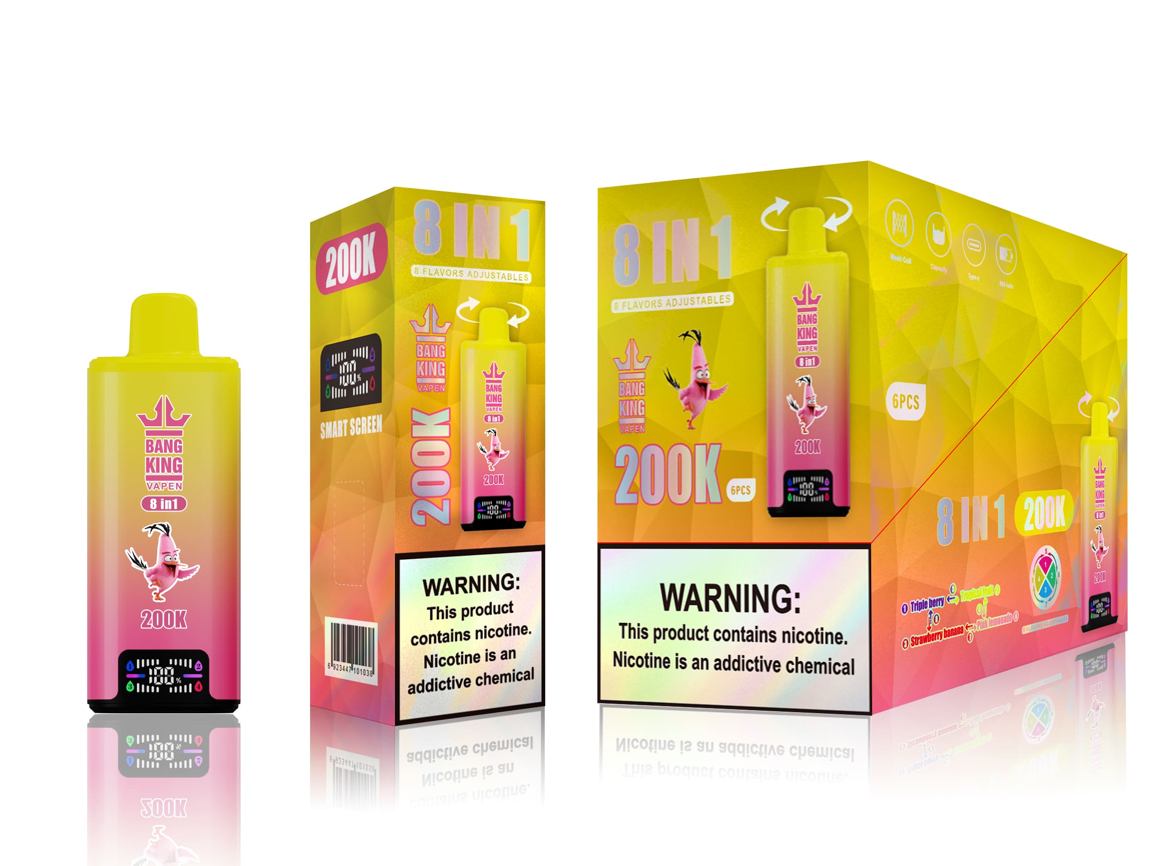 Bang King 200k Triple Berry / Tropical Fruit / Strawberry Banana / Pink Lemonade - immagine 2