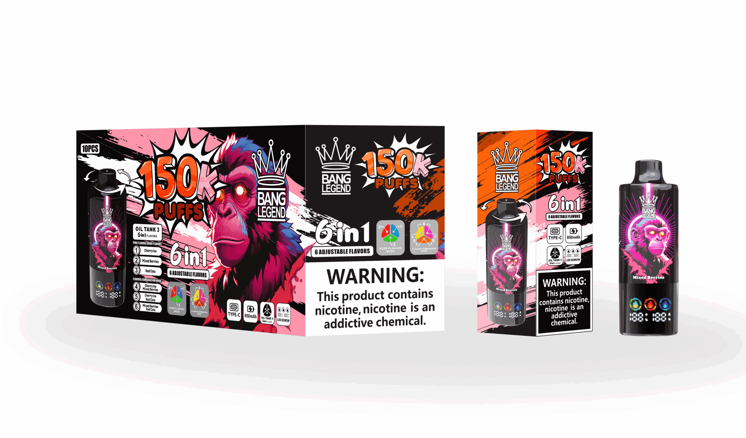 Bang Legend 150K Cherry Ice / Mixed Berries / Red Cola - immagine 2