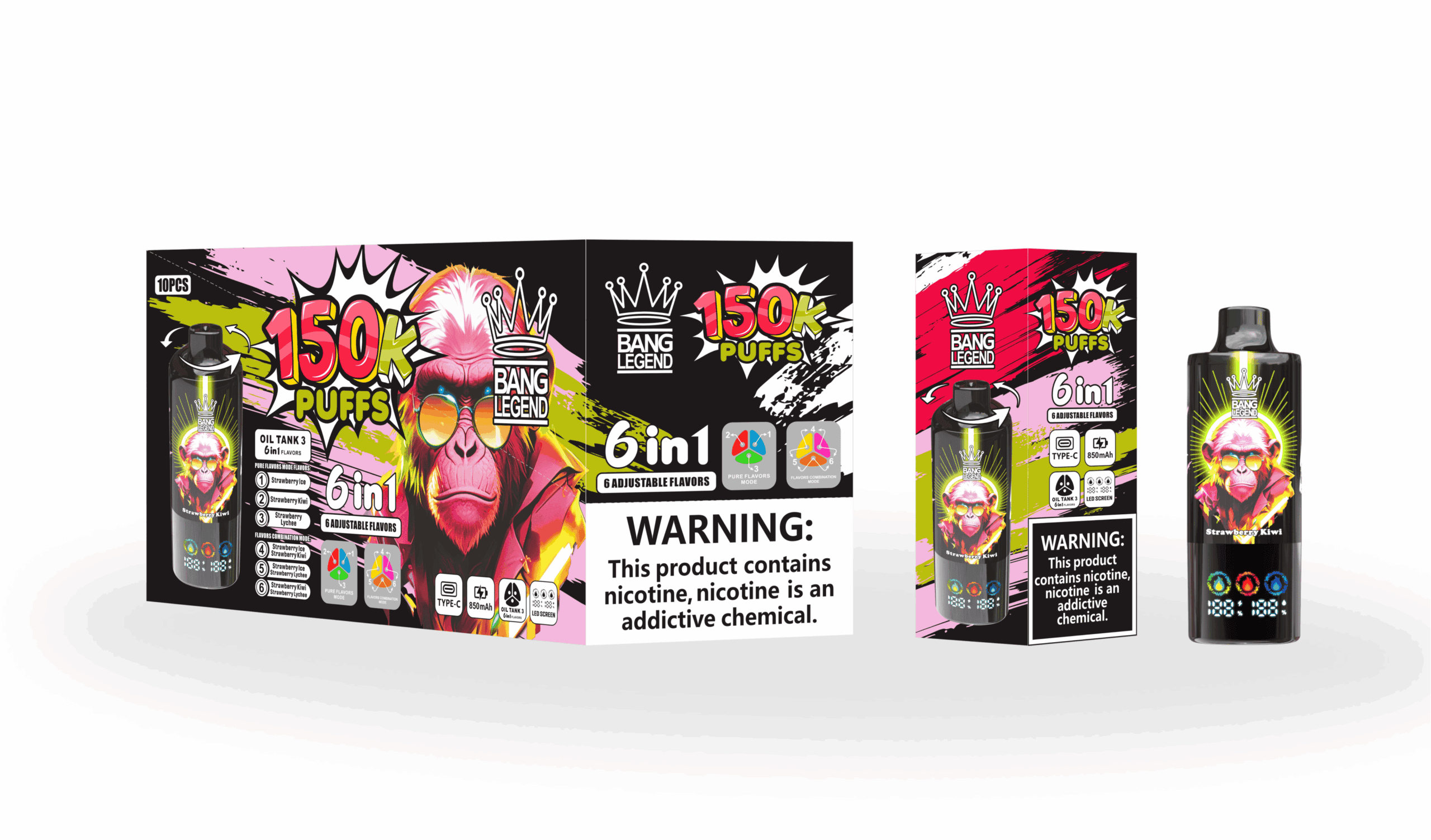 Bang Legend 150K Strawberry Ice / Strawberry Kiwi / Strawberry Lychee - immagine 2