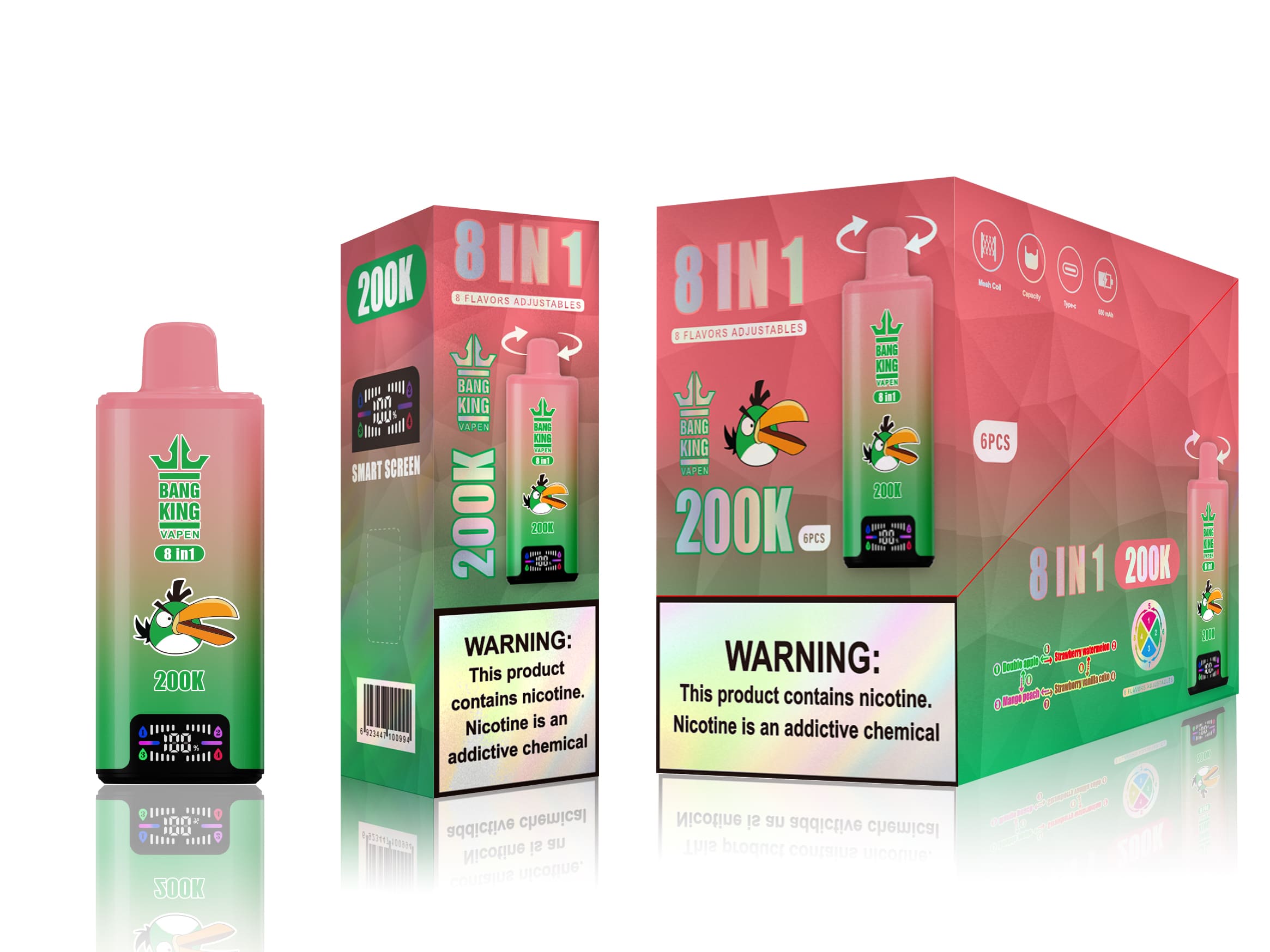 Bang King 200k Double Apple / Mango Peach / Strawberry Watermelon / Strawberry Vanilla Coke - immagine 2