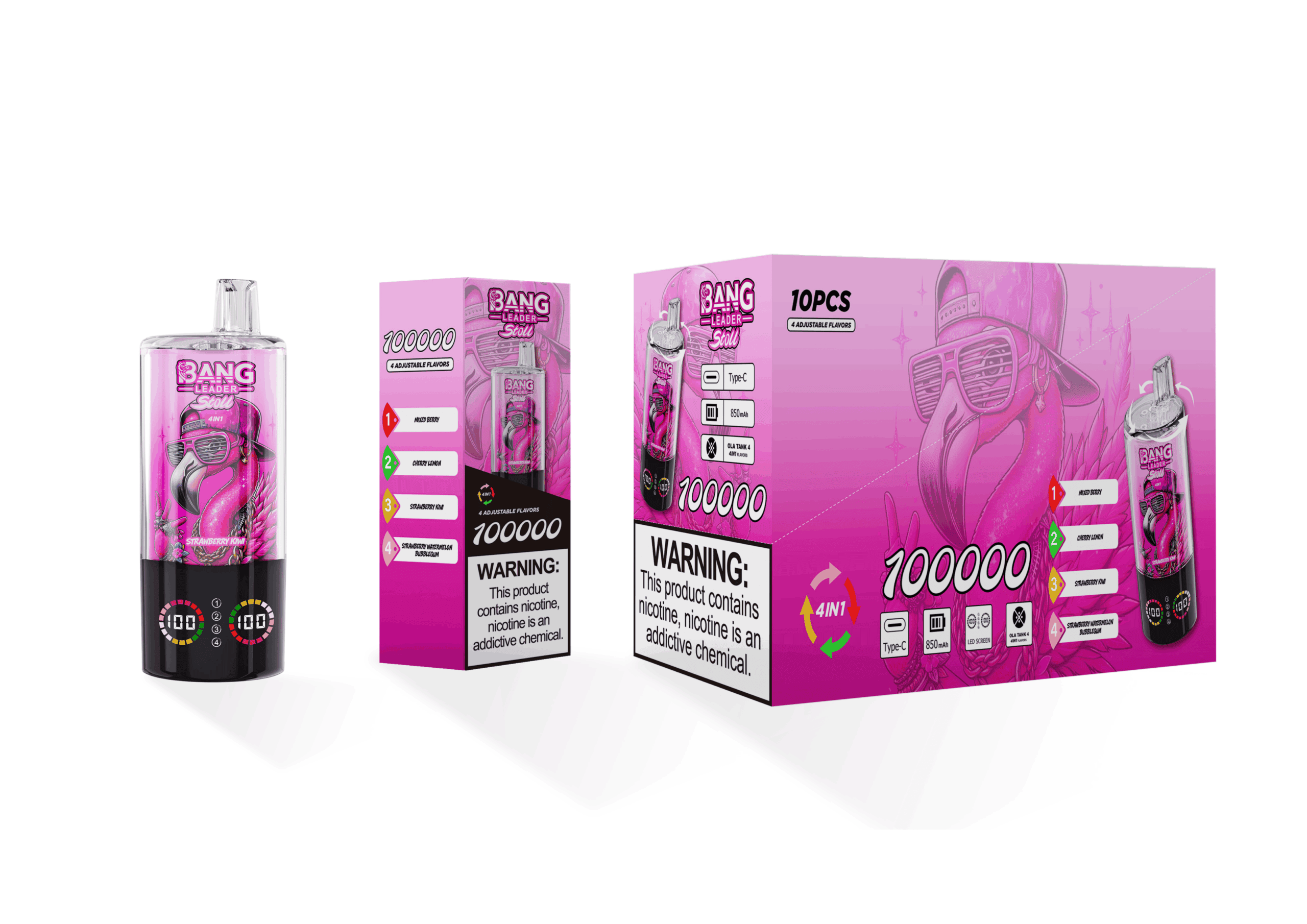 Bang Leader 100k Mixed Berry / Cherry Lemon / Strawberry Kiwi / Strawberry Watermelon Bubblegum - immagine 2