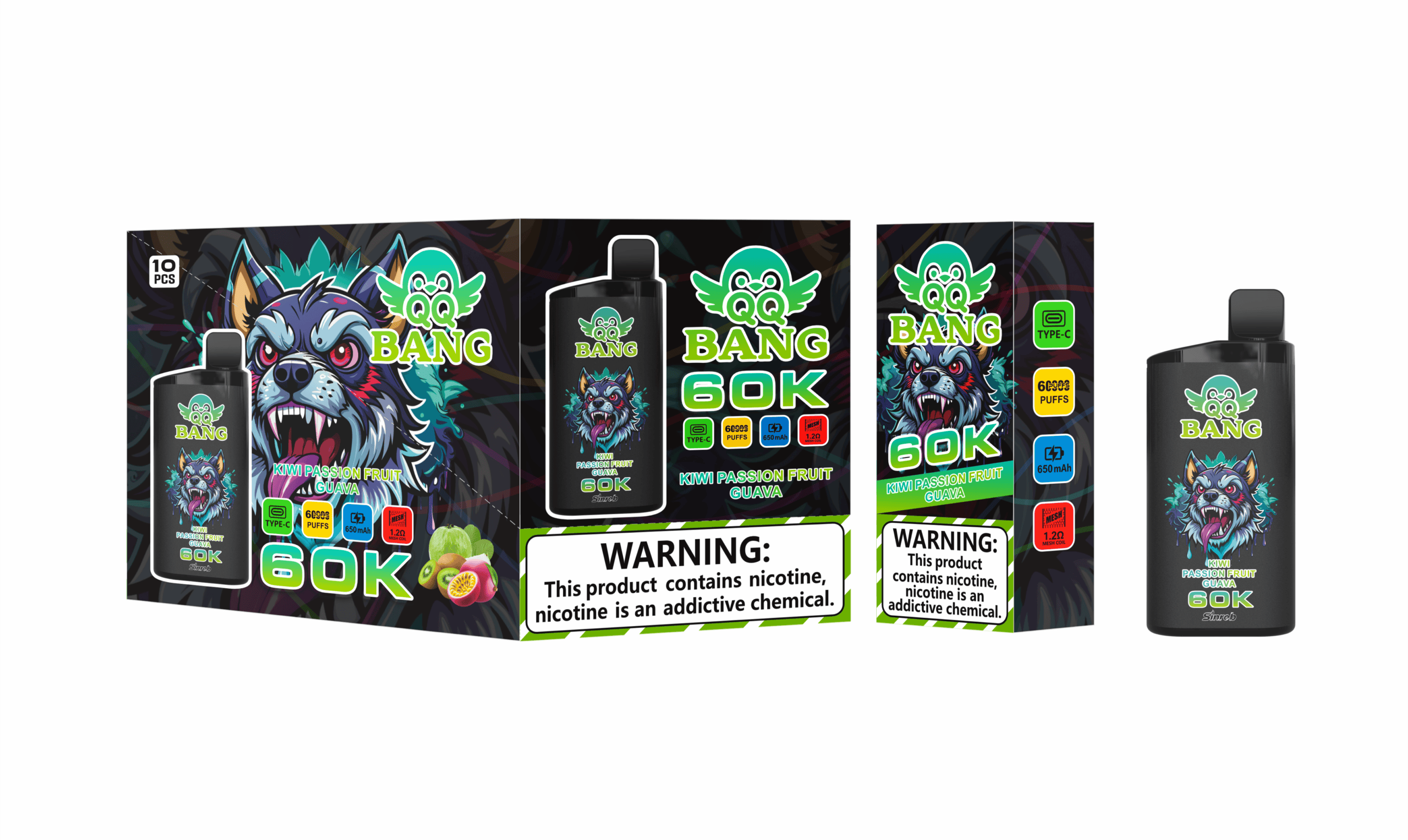 QQ Bang 60K Kiwi Passion Fruit Guava – Bild 2