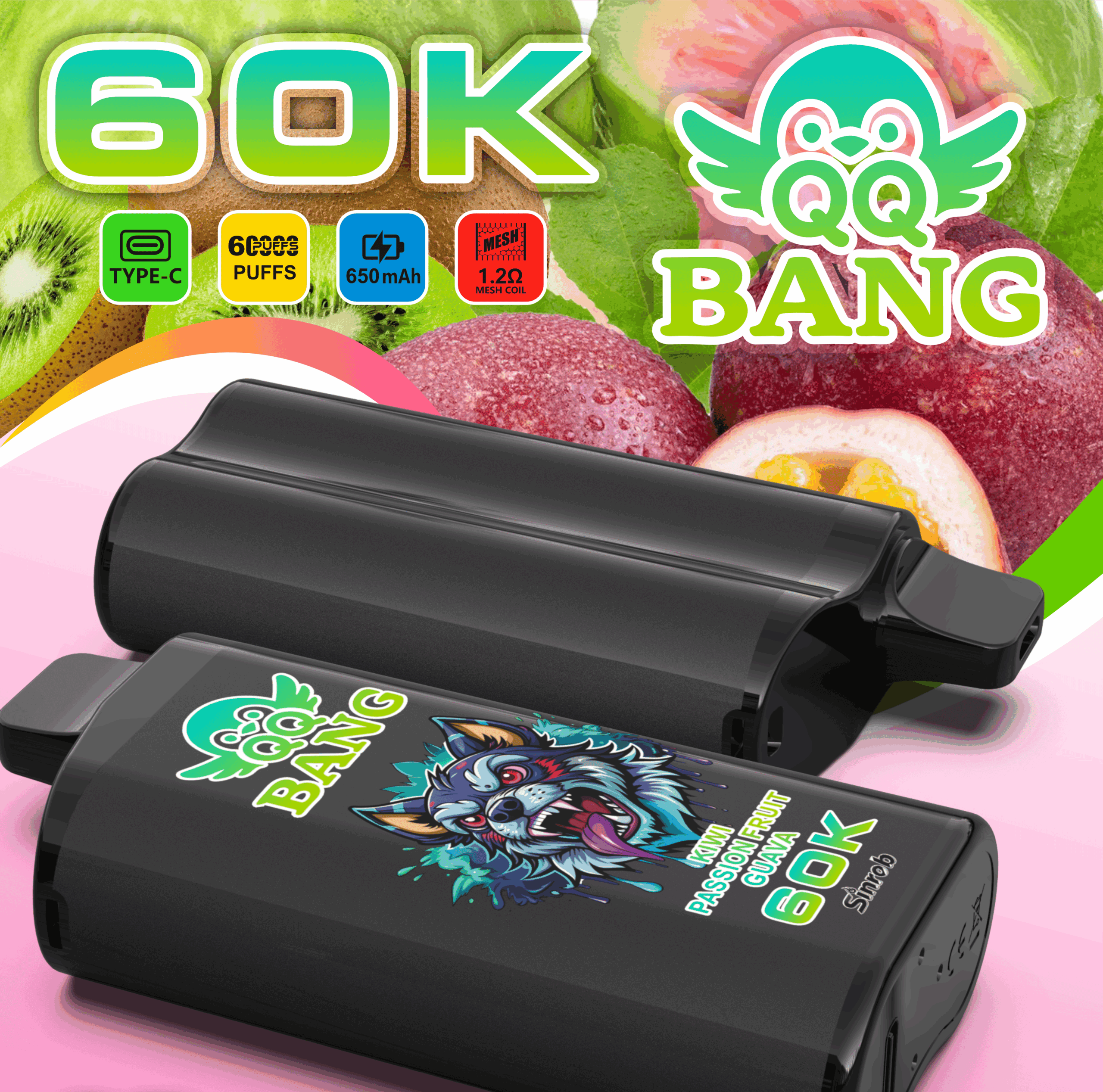 QQ Bang 60K Kiwi Passion Fruit Guava